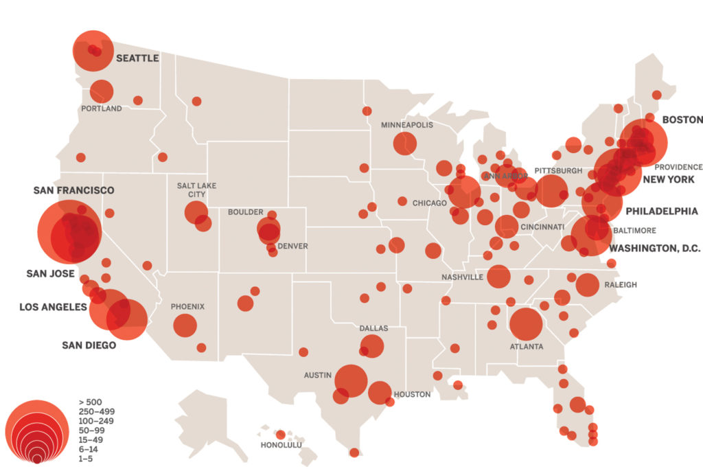 Top Tech Cities Map