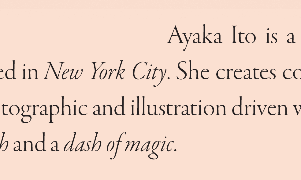 Web design Typography example